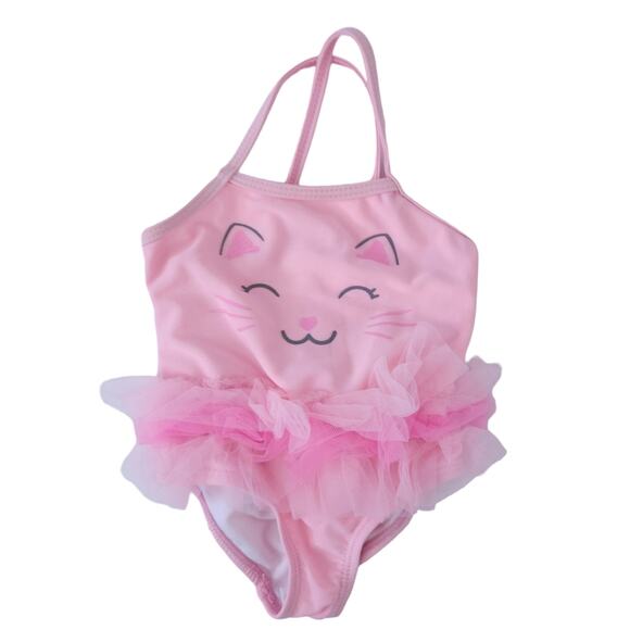 Healthtex Baby Girls One Piece Swimsuit Pink  Kitty Cat Size 6-9 Months, Tutu - Picture 1 of 4